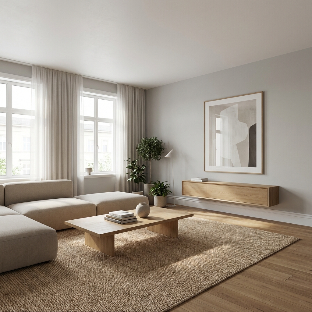 Bright modern living room with fresh paint